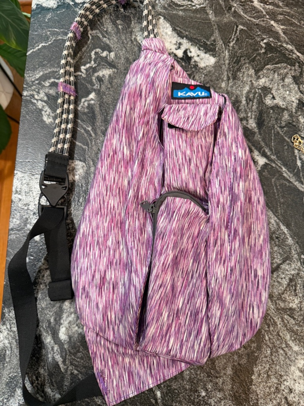 Kavu Purple Space-Dye Rope Sling Bag